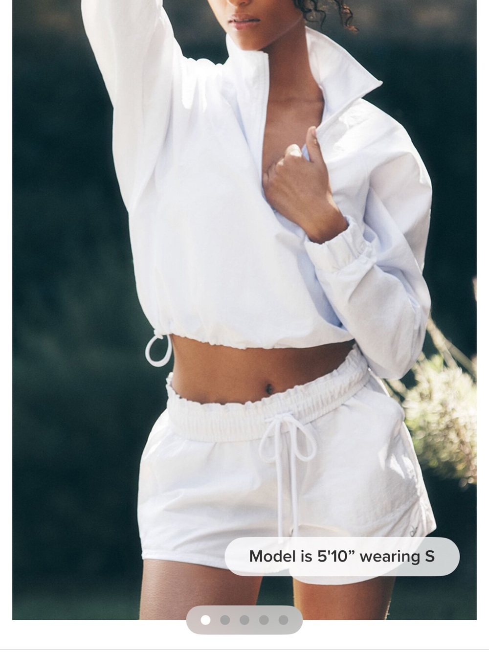 ALO Yoga White Cropped Pullover & Drawstring Shorts Set
